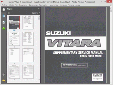 Anhang zum Werkstatthandbuch von 1996 Suzuki Vitara 90-98